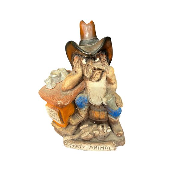 Bill Vernon Cowboy Party Animal Sculpture by Shade Tree Creations (1992) - Picture 1 of 5
